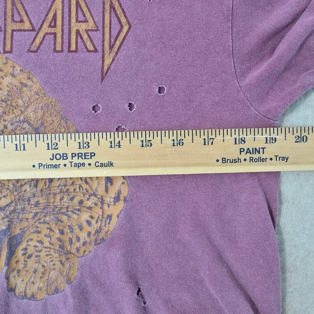 Womens Cropped Distressed Def Leppard Graphic Top Sz S/M Rock Festival T Shirt - Picture 6 of 7